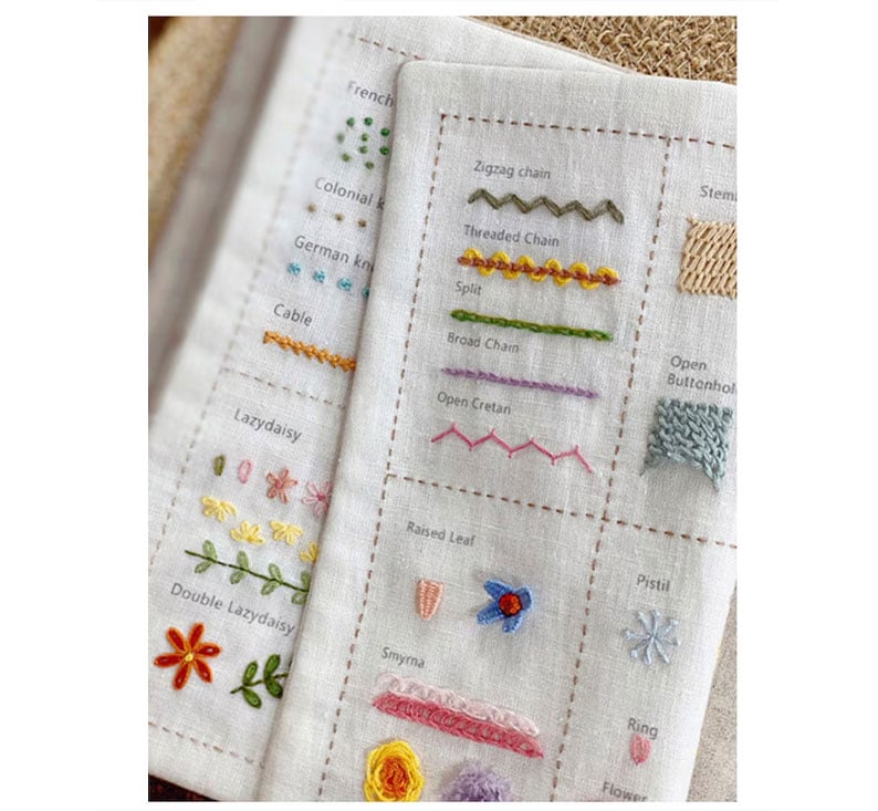 DIY Stickbuch „Stitch Book“ | 86 Stickstiche lernen | 7 Stoffseiten | Für Anfänger & Profis