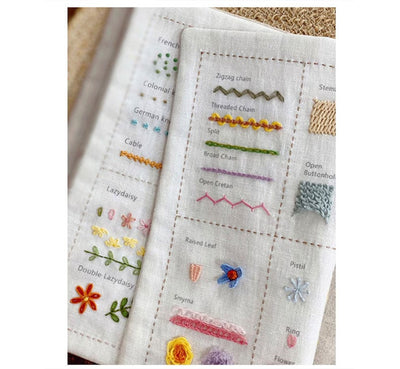DIY Stickbuch „Stitch Book“ | 86 Stickstiche lernen | 7 Stoffseiten | Für Anfänger & Profis