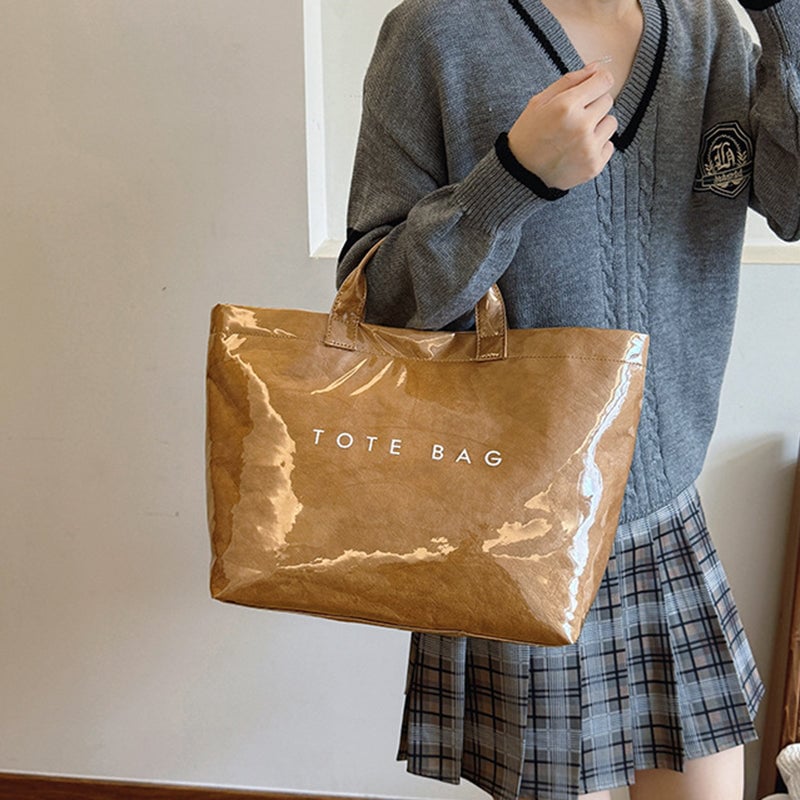 Damen Tragetasche | Große Tragetasche | Stylisch & Funktional | Kraftpapier & Polyester