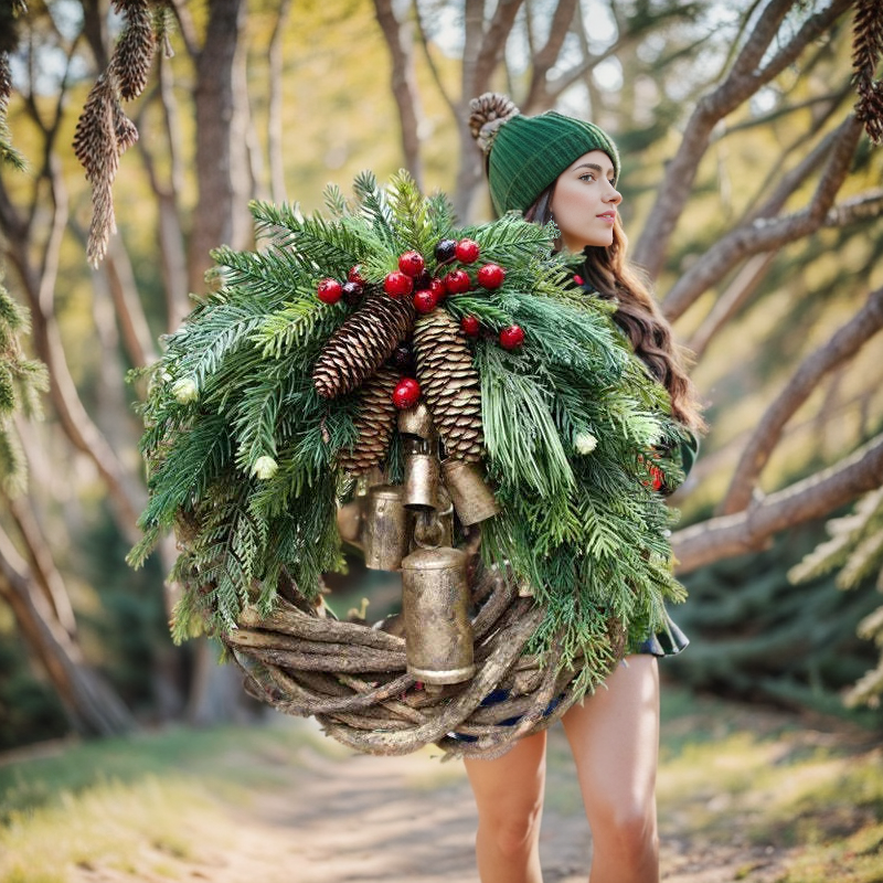Boho Weihnachtskranz mit Glocken | Tür- & Wanddekoration | Handgefertigt