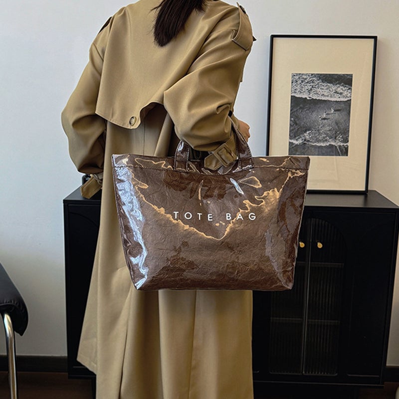 Damen Tragetasche | Große Tragetasche | Stylisch & Funktional | Kraftpapier & Polyester