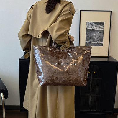 Damen Tragetasche | Große Tragetasche | Stylisch & Funktional | Kraftpapier & Polyester