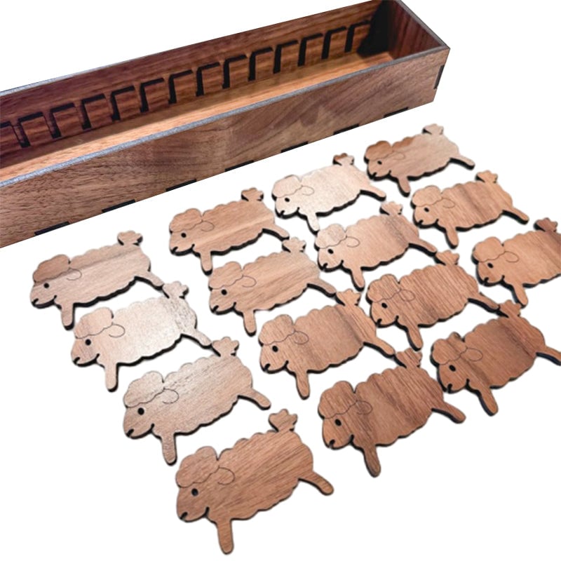 Holz Garnspulen Set | 15 Hasen Spulen + Organizer-Box | Stickgarn Aufbewahrung
