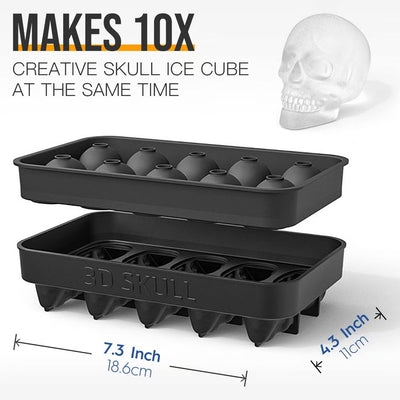 Halloween Eiswürfelform Schädel | 3D Silikonform | Mit Deckel & Trichter