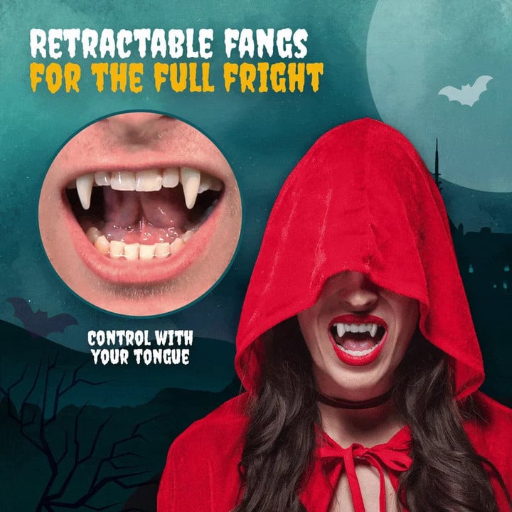 Halloween Vampirzähne | Realistisch & Passgenau | Für Erwachsene & Kinder | ABS-Material