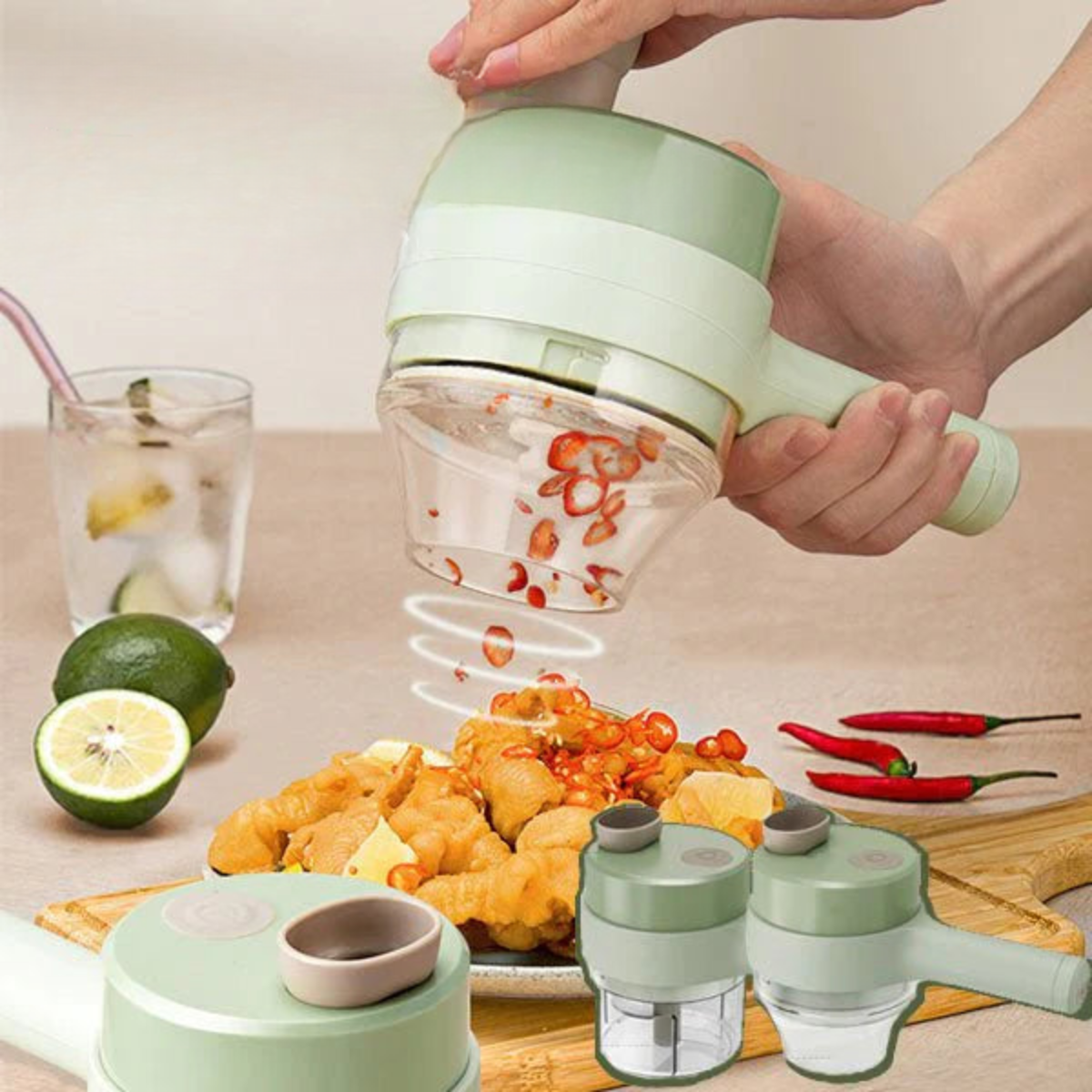 SliceMaster™ Multifunktionaler 4-in-1 Zerkleinerer für müheloses Kochen