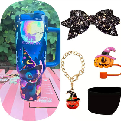 Leuchtender Tumbler Jack & Sally | Leuchtender Becher 1200 ml | Isoliert & Doppelwandig | Halloween & Weihnachts Edition