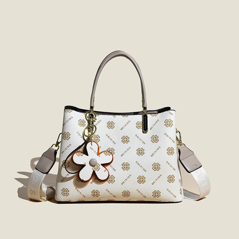 Vintage Handtasche für Damen | Blumendruck | PU-Leder