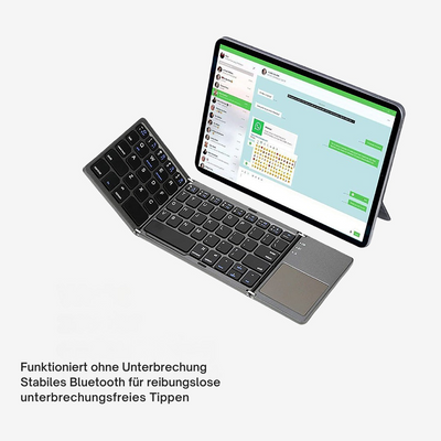 Mini Bluetooth Tastatur faltbar | Kompakt & Leicht mit Touchpad | 20h Akku | Für Windows, Mac, Android & iOS
