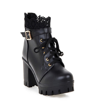Cozenia™ | Modische Schnürstiefel mit stabilem Absatz