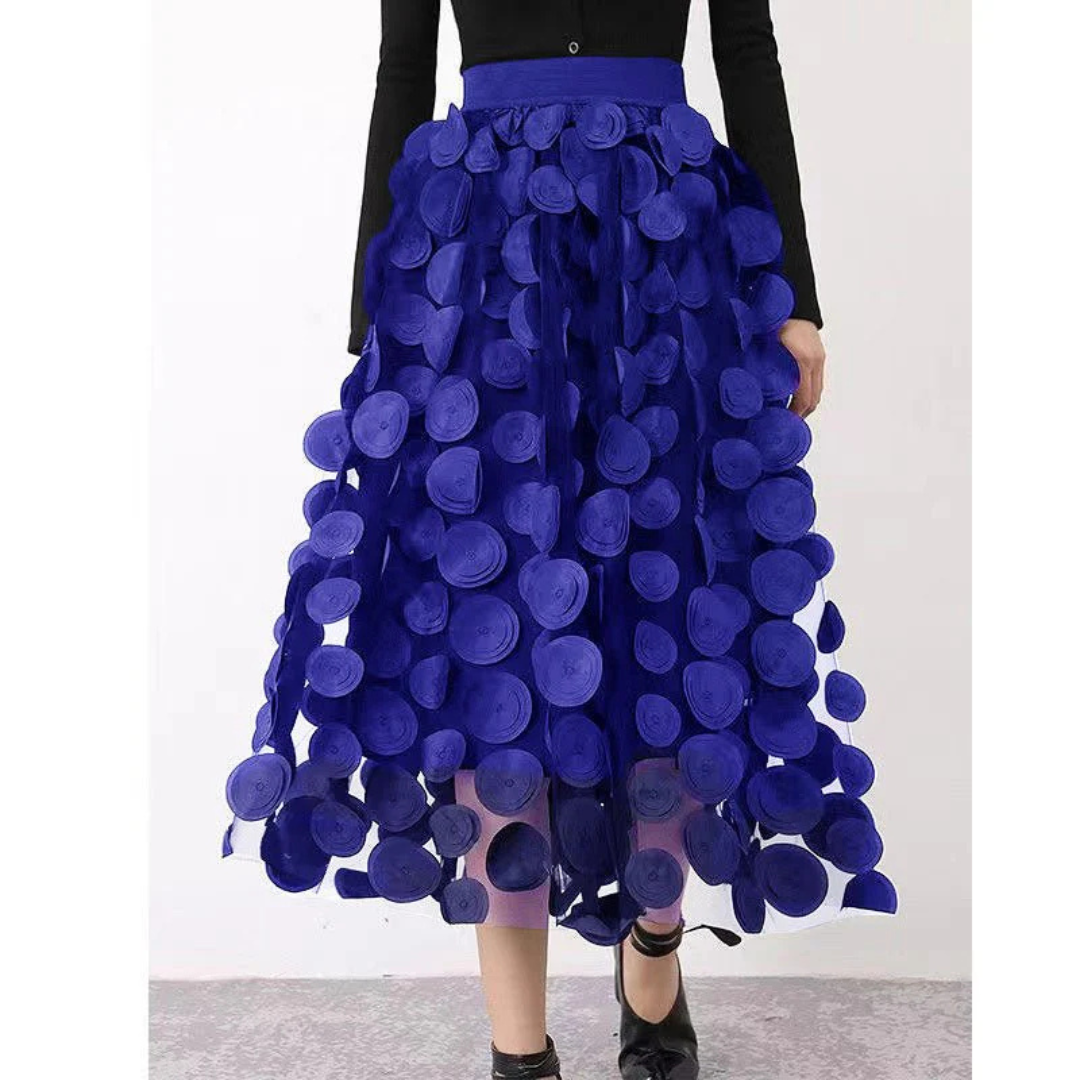 Damen Vintage Gepunkteter Maxi Rock | Hochtailliert