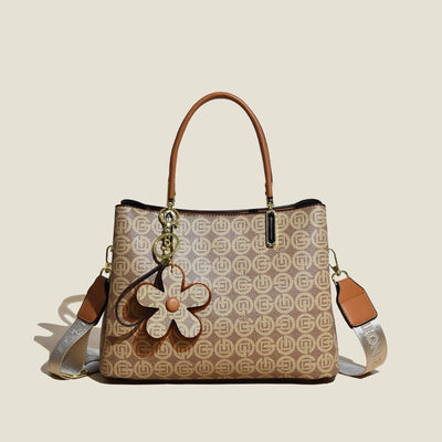 Vintage Handtasche für Damen | Blumendruck | PU-Leder