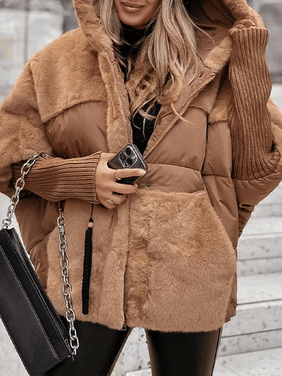Damen Winterjacke | Lockerer Schnitt | Gefütterte Steppjacke mit Fell-Details