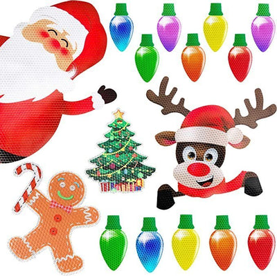 Weihnachts-Magnet Deko | Reflektierende Glühbirnen-Magnete | Für Auto, Kühlschrank & Metallflächen