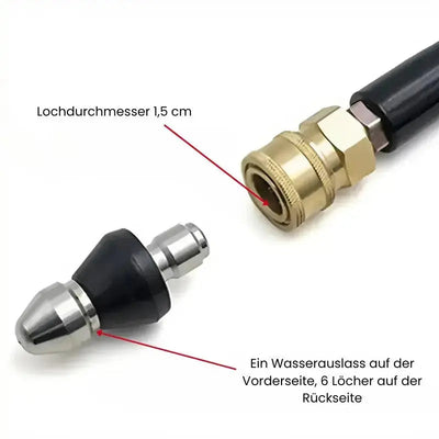 HydroRein Hochdruck Rohrreiniger | Edelstahl Düse für Abfluss & Rohrverstopfung | 5000 PSI