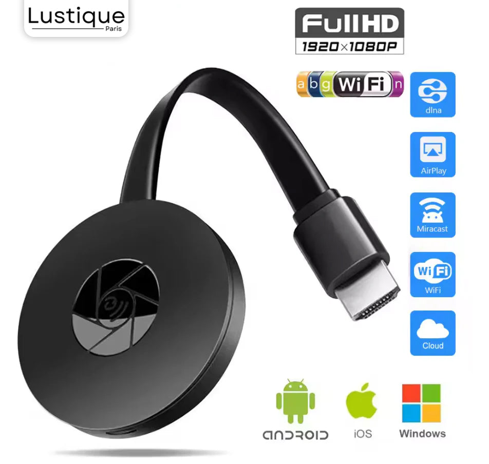 HDMI WiFi Projektor | Tragbarer Screen Mirroring Adapter | 1080P Full HD | Für iOS, Android & Windows