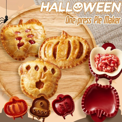 Halloween Gebäckpresse Set | 3 Formen Kürbis, Apfel & Eichel | Ausstecher & Teigpresse
