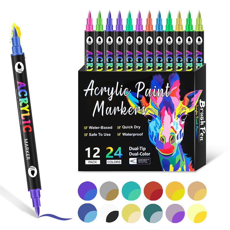 Acrylmarker Set | Präzisionsspitze | Deckende Farben für Holz, Stoff, Stein, Metall & mehr