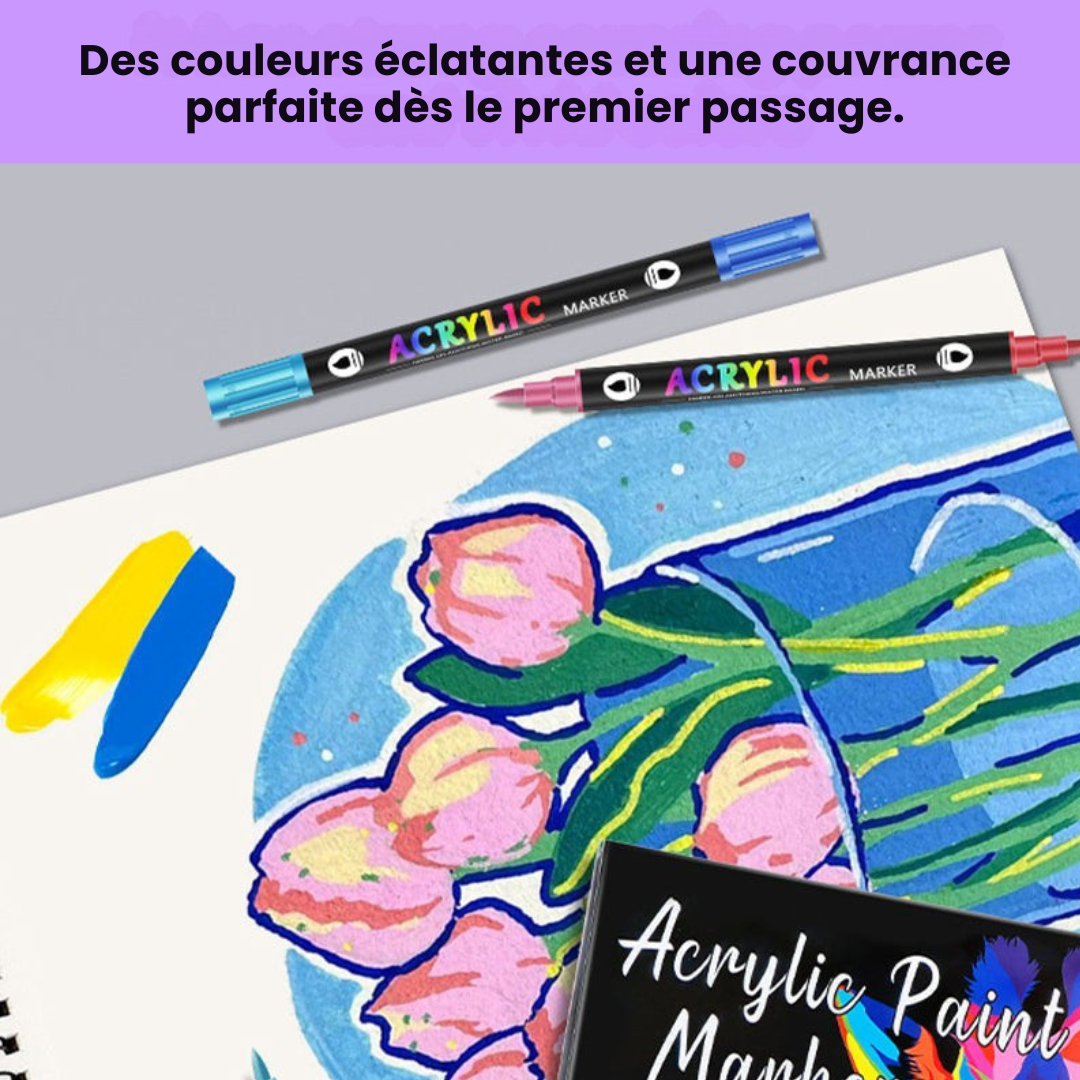 Acrylmarker Set | Präzisionsspitze | Deckende Farben für Holz, Stoff, Stein, Metall & mehr