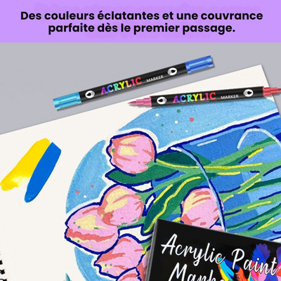 Acrylmarker Set | Präzisionsspitze | Deckende Farben für Holz, Stoff, Stein, Metall & mehr