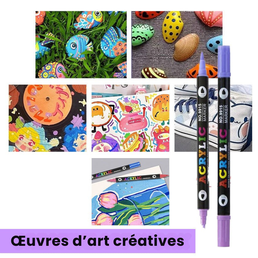 Acrylmarker Set | Präzisionsspitze | Deckende Farben für Holz, Stoff, Stein, Metall & mehr