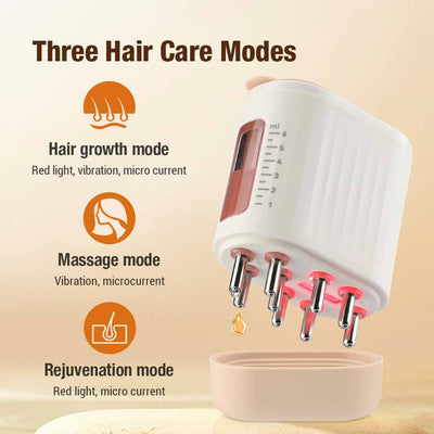 Elektrischer Haaröl Auftragedocht | Kopfhaut-Massager mit Rotlichttherapie & Vibration | Haarwachstum & Pflege, IPX5