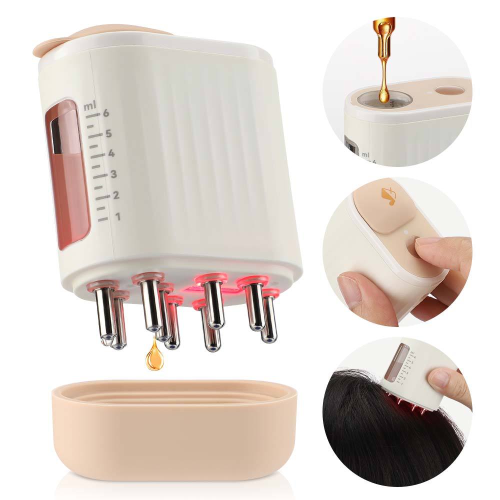 Elektrischer Haaröl Auftragedocht | Kopfhaut-Massager mit Rotlichttherapie & Vibration | Haarwachstum & Pflege, IPX5