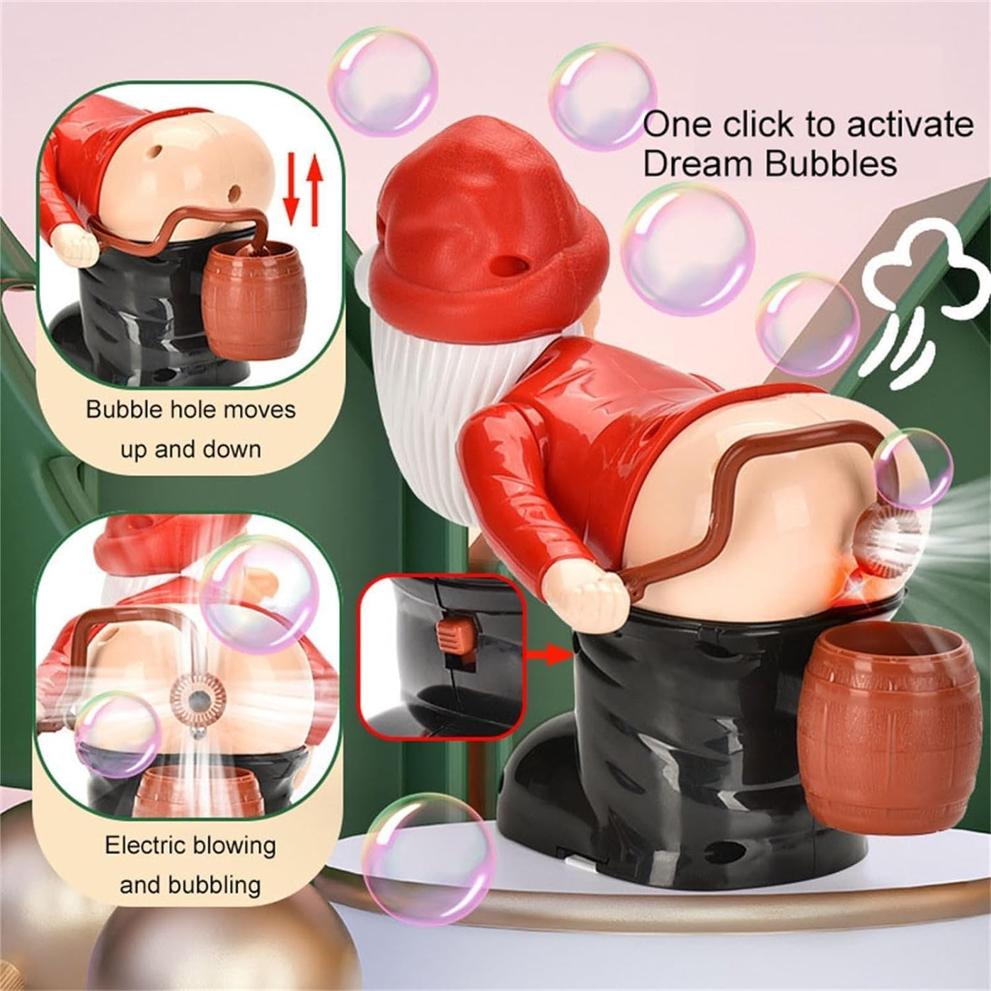 Weihnachts Seifenblasenmaschine | Santa Design | Mit Licht & Musik | Lustige Weihnachtsdeko