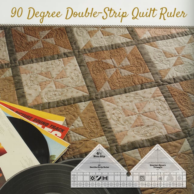Patchwork Lineal 90° Doppelstreifen | Präzises Quilten | Zuschneiden von Dreiecken & Trapezen