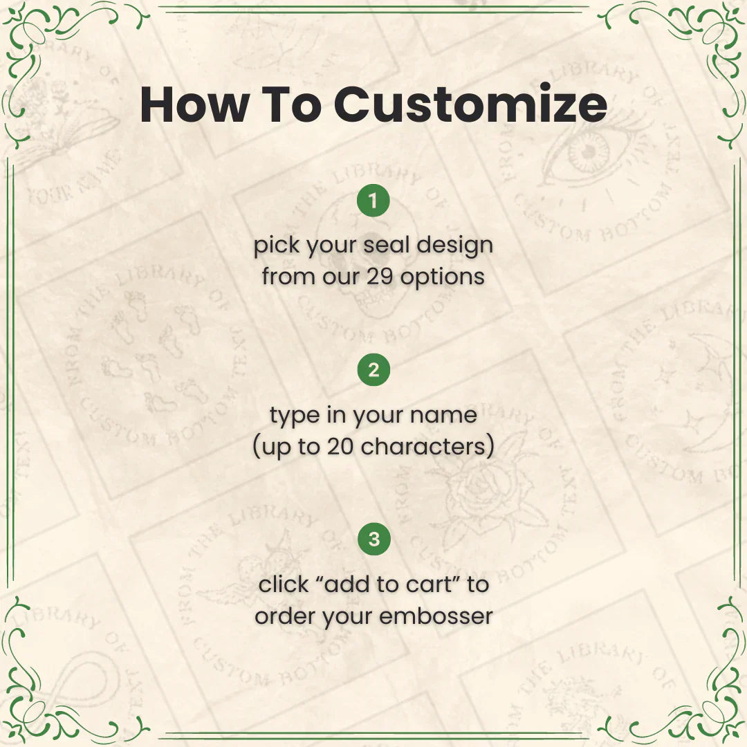 Personalisierter Buchprägestempel | Custom Book Embosser | Vintage Stil | Für Bücher, Umschläge & Sticker