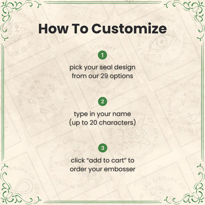 Personalisierter Buchprägestempel | Custom Book Embosser | Vintage Stil | Für Bücher, Umschläge & Sticker