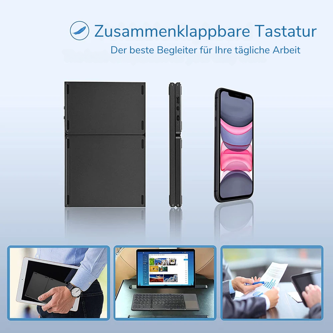 Mini Bluetooth Tastatur faltbar | Kompakt & Leicht mit Touchpad | 20h Akku | Für Windows, Mac, Android & iOS