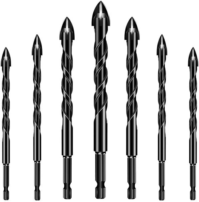 Bohrer Set | 7-teilig | Hartmetall | 4-Schneiden Kreuzdesign | Universell kompatibel