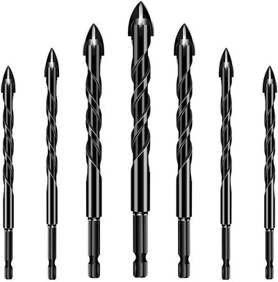 Bohrer Set | 7-teilig | Hartmetall | 4-Schneiden Kreuzdesign | Universell kompatibel