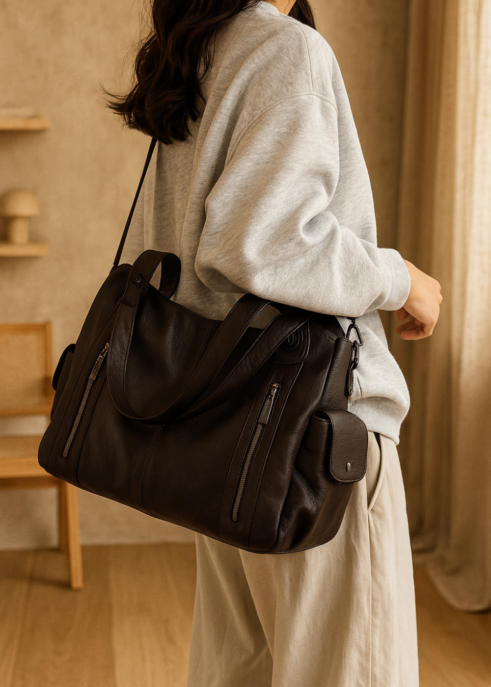 Damen Handtasche | Geräumig & Elegant | Hochwertiges Veganes Lederimitat | Alltag & Business