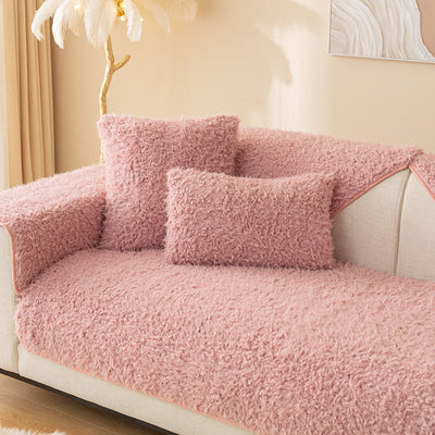 Gemütliche Plüschverdickung Anti-Rutsch Sofa-/Bänkeüberwurf