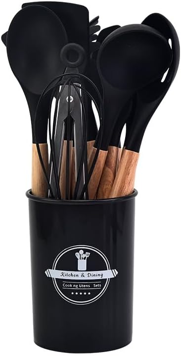 Küchenutensilien Set | Silikon & Holz | Hitzebeständig & Antihaftfreundlich