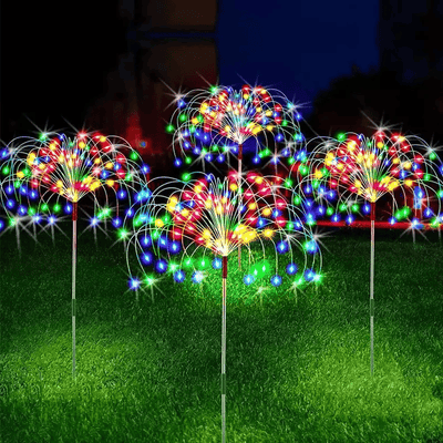 1+1 Gratis | Solar Feuerwerk Lichterkette | 90 LEDs | IP65 wasserdicht | Warmweiß & Bunt | Garten & Terrasse