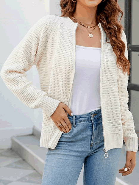 Lotte - Stylistische gestrickte Weste mit Reißverschluss