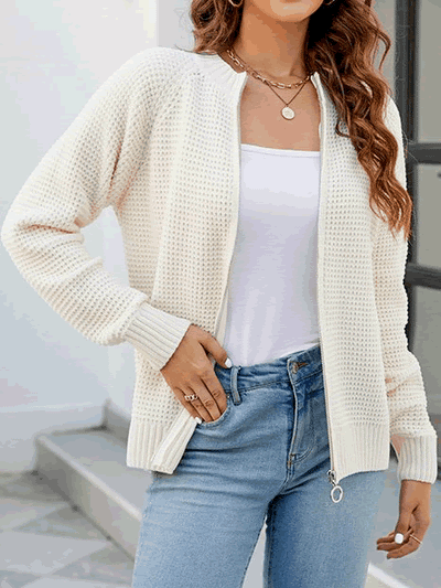 Lotte - Stylistische gestrickte Weste mit Reißverschluss