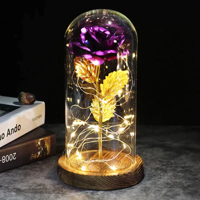 Galaxie für immer Rose Lampe | Ewige Rose im Glasdom | LED Deko Lampe | Symbol für Liebe & Zeitlose Schönheit