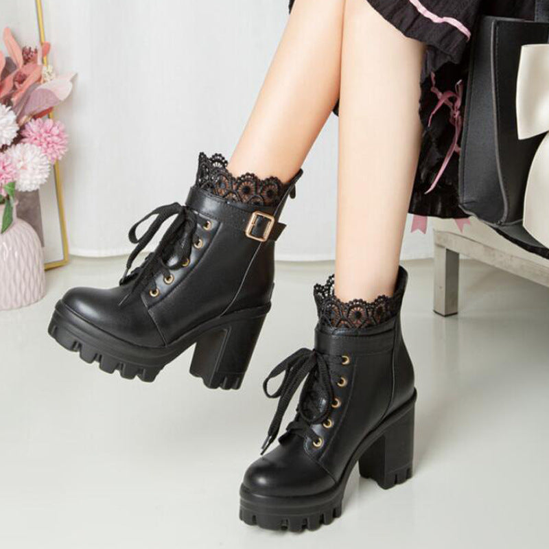 Cozenia™ | Modische Schnürstiefel mit stabilem Absatz