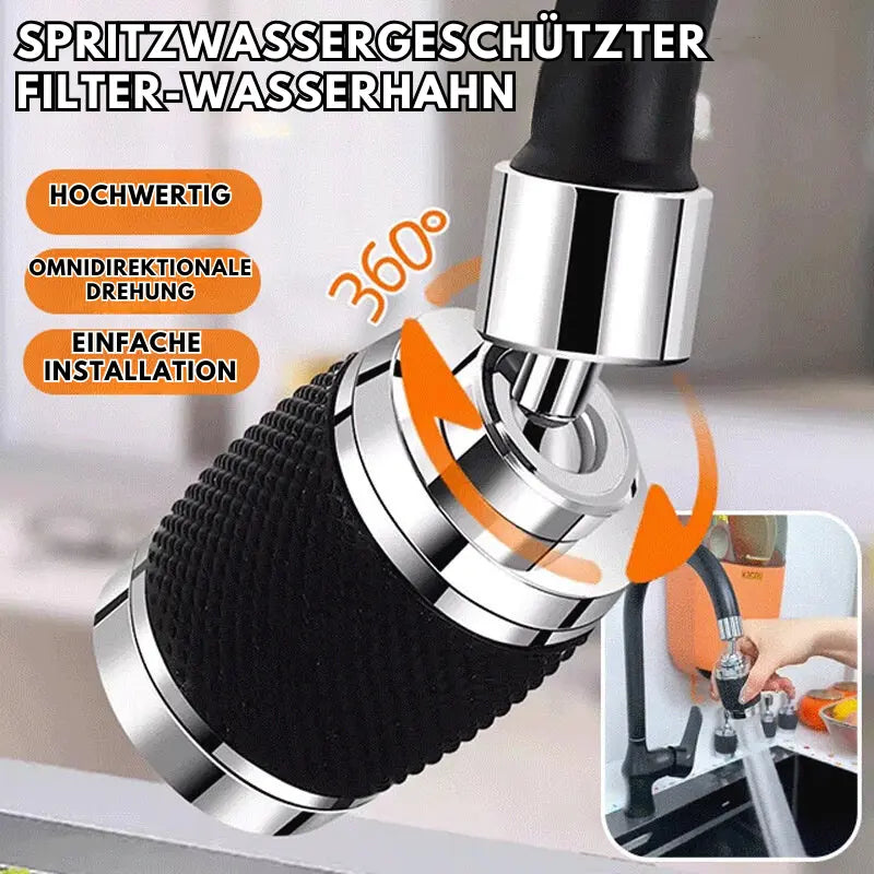 Wasserhahn Aufsatz | 360° drehbar | Antispritz-Design | Einfache Montage