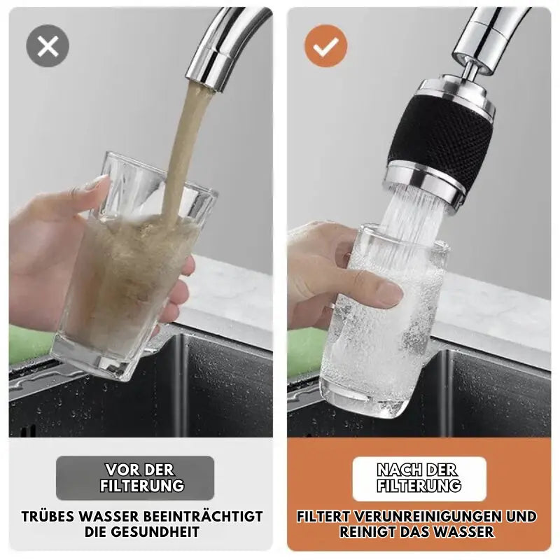 Wasserhahn Aufsatz | 360° drehbar | Antispritz-Design | Einfache Montage