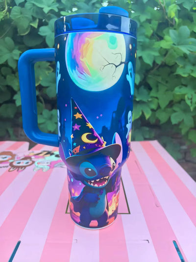 Leuchtender Tumbler Jack & Sally | Leuchtender Becher 1200 ml | Isoliert & Doppelwandig | Halloween & Weihnachts Edition