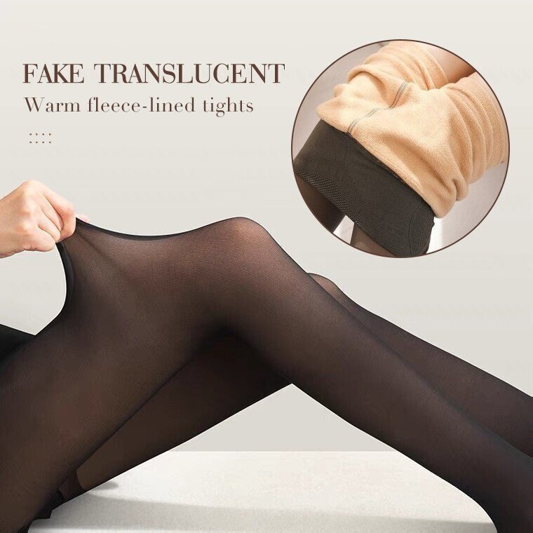 Damen Thermo-Strumpfhose | Transparent Look | Mit Fleecefutter | Figurformend