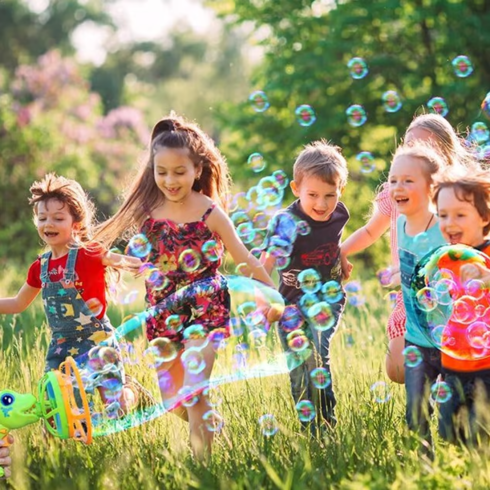 Dinosaurier Seifenblasen Blaster | Tragbar & Leise | Kindersicheres ABS
