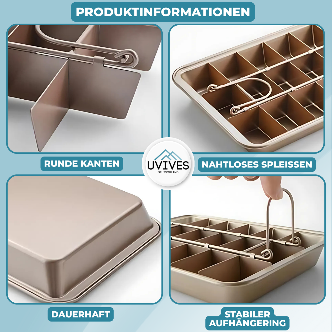 Backform mit Trennwand | 18 Stücke | Antihaftbeschichtet & Spülmaschinenfest