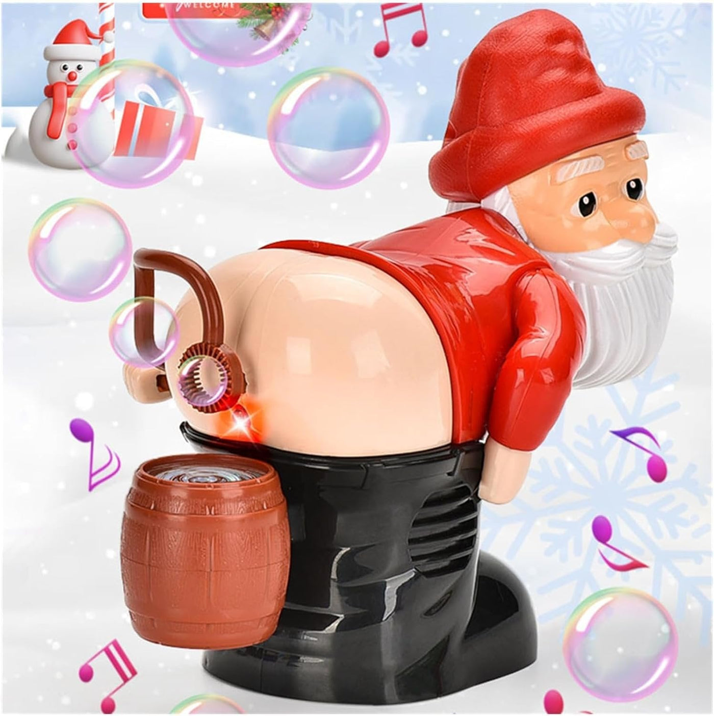 Weihnachts Seifenblasenmaschine | Santa Design | Mit Licht & Musik | Lustige Weihnachtsdeko