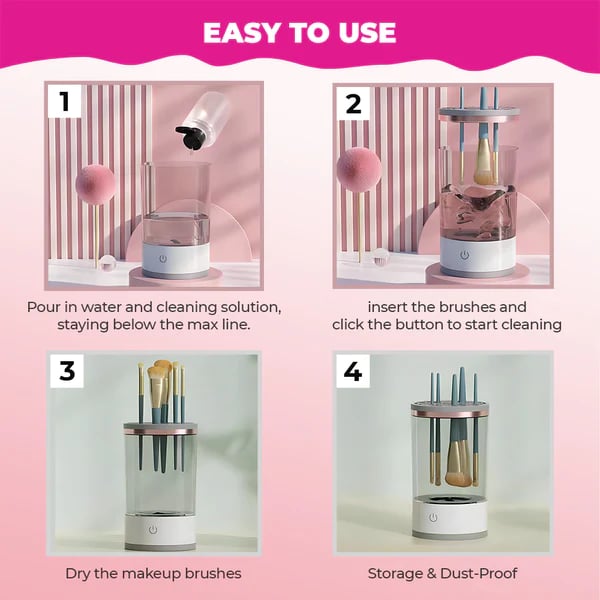 Elektrischer Make-up Pinselreiniger | 2-in-1 Reinigen & Trocknen | Hygienisch & Platzsparend